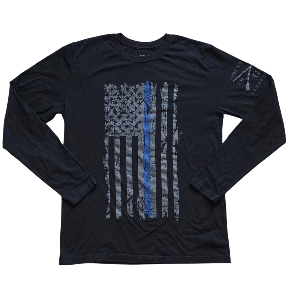 Grunt Style Medium Thin Blue Line Flag Long Sleeve Shirt